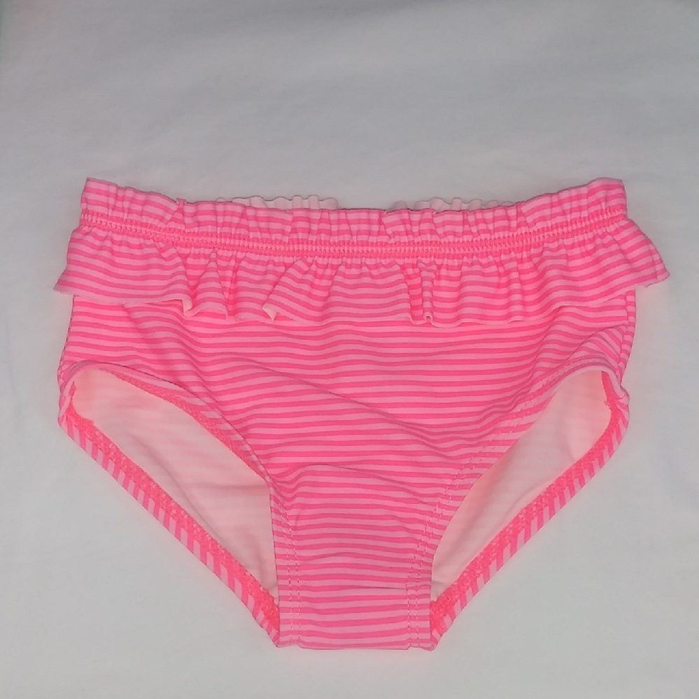 Pink Striped Ruffle Bikini Bottom - Picture 1 of 5